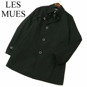 LES MUES レミュー 秋冬 ヘリンボーン★ ウール混 シングル コート Sz.M　メンズ 黒 ビジネス　A3T12510_A#N