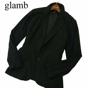 glamb グラム 通年 総裏★ 2B スリム アンコン テーラード ジャケット Sz.2　メンズ 黒　A3T12458_A#O