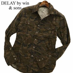 DELAY by win & sons ウィンアンドサンズ 【迷彩 カモフラ柄 総柄】 秋冬 長袖 ワーク ネル シャツ Sz.2　メンズ 日本製　A3T12531_A#B