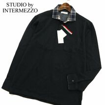 【新品 未使用】 STUDIO by INTERMEZZO インターメッツォ レナウン 通年 チェック使い 長袖 ポロシャツ Sz.L　メンズ　A3T12527_A#F_画像1