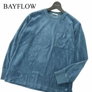 BAYFLOW ベイフロー 秋冬 刺繍★ パイル ポケット クルーネック カットソー トレーナー Sz.2　メンズ　A3T12409_A#E