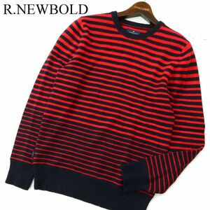 R.NEWBOLD ポールスミス 秋冬 ウール★ ボーダー ニット セーター Sz.M　メンズ ネイビー × 赤　A3T12653_A#K