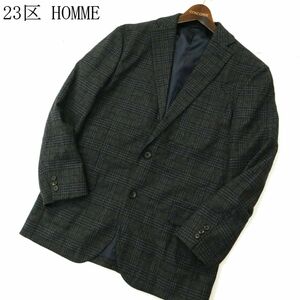 23区 HOMME オム 秋冬 CIATTI E BARONCELLI 伊製生地★ ウール ツイード チェック テーラード ジャケット Sz.46L　メンズ 灰　A3T12756_B#N