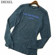 DIESEL ディーゼル 通年 【THE MESSAGE.】 プリント 長袖 クルーネック カットソー ロンTシャツ Sz.L　メンズ　A3T12788_B#F_画像1