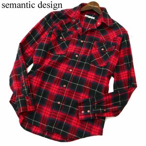 semantic design セマンティック デザイン 秋冬 長袖 ウエスタン★ チェック ネル シャツ Sz.M　メンズ　A3T13091_B#B