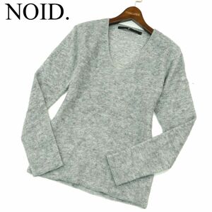 NOID. ノーアイディー 秋冬 ウール混★ ベリーナ パイル Vネック ニット セーター Sz.1　メンズ グレー 日本製　A3T13020_B#K