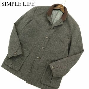 SIMPLE LIFE シンプルライフ レナウン 秋冬 ウール ツイード 中綿★ ジャケット コート Sz.L　メンズ　A3T13195_B#N