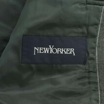 NEWYORKER ニューヨーカー 秋冬 総裏★ ウール ストライプ 段返り テーラード ジャケット Sz.AB4　メンズ グレー　A3T13538_B#N_画像7