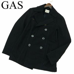 GAS ガス 秋冬 メルトン ウール★ Pコート ジャケット Sz.S　メンズ ネイビー モルダビア製　A3T13692_B#N