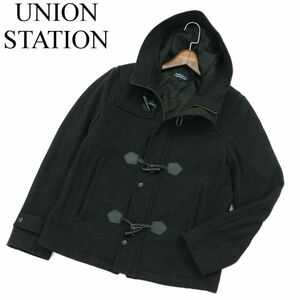 UNION STATION ユニオンステーション メンズビギ 秋冬 メルトン ウール★ ショート ダッフル コート Sz.L　メンズ グレー　A3T13439_B#N