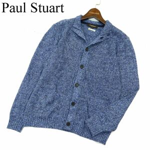 Paul Stuart ポール・スチュアート 秋冬 イタリア製生地★ スタンドカラー メランジ ニット カーディガン Sz.M　メンズ　A3T13436_B#N