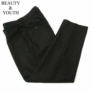 BEAUTY&YOUTH ユナイテッドアローズ 秋冬 ウール★ チェック リニュール リラックス ノープリーツ パンツ Sz.M　メンズ　A3B05275_B#Q