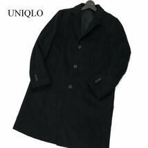 UNIQLO ユニクロ 秋冬 ウール カシミヤ★ チェスター コート Sz.M　メンズ ネイビー　A3T13410_B#N_画像1