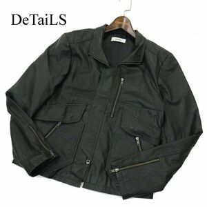 DETAILS ディテールズ 秋冬 羊革 リアル ラム レザー★ ライダース ジャケット ブルゾン Sz.M　メンズ 黒　A3T13569_B#N