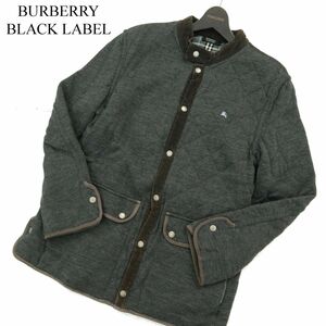 BURBERRY BLACK LABEL バーバリー ブラックレーベル ホース刺繍 中綿 ウール ニット キルティング ジャケット Sz.3　メンズ　A3T13559_B#N