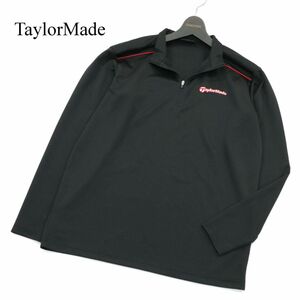 TaylorMade テーラーメイド 通年 ロゴ ワッペン★ 長袖 ストレッチ ハーフジップ ポロシャツ Sz.M　メンズ 黒 ゴルフ　A3T13652_B#F