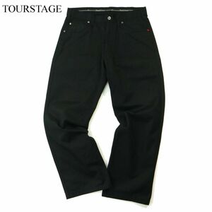 TOURSTAGE ツアーステージ 通年★ コットン ストレート スラックス パンツ Sz.82　メンズ 黒 ゴルフ　A3B05343_B#R