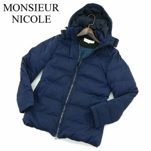 MONSIEUR NICOLE ムッシュ ニコル 秋冬 フーディー★ ダウン ジャケット Sz.46　メンズ ネイビー　A3T13715_B#N