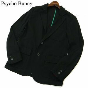 Psycho Bunny サイコバニー 通年 2B アンコン テーラード ジャケット Sz.M　メンズ 黒 日本製　A3T13619_B#O