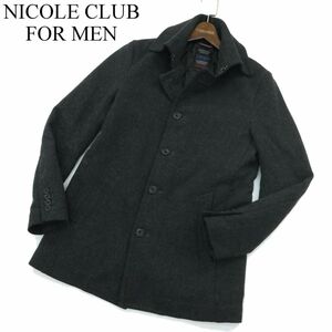 NICOLE CLUB FOR MEN ニコルクラブ フォーメン 秋冬 メルトン ウール★ シングル 中綿 コート Sz.46　メンズ グレー　A3T13840_B#N