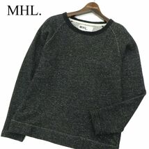 美品★ MHL. マーガレットハウエル 秋冬 ウール★ クルーネック ニット トレーナー Sz.M　メンズ 黒 日本製　A3T13931_B#E_画像1