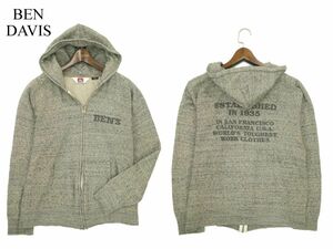 BEN DAVIS ベンデイビス 通年 ロゴ★ ジップアップ フーディー スウェット パーカー Sz.L　メンズ 日本製　A3T13576_B#I