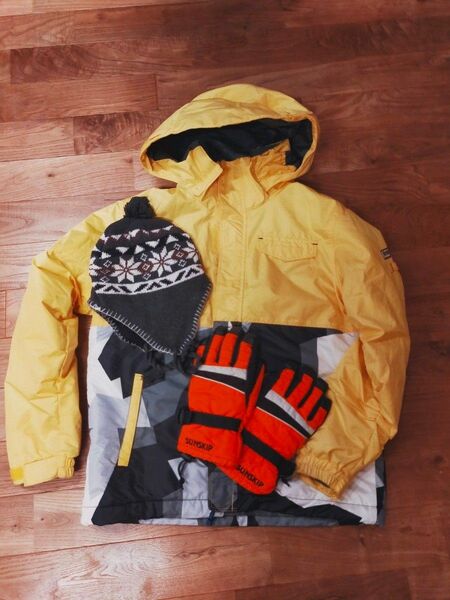 【160】スキーウェア手袋＆ニット帽 3点セット