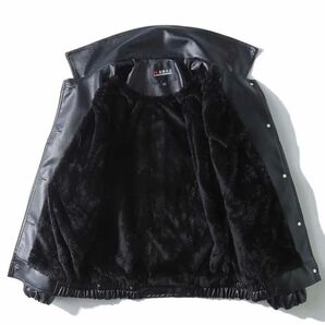 美品 Black velvet leather jacket ブラック レザージャケット 革ジャン ジャケット レザー 防寒 