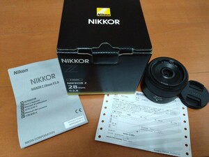 新品同様 ニコン NIKKOR Z 28mm F2.8 箱付き 未記入保証書付き