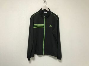 美品本物アディダスadidasジップジャージロゴ刺繍長袖メンズサーフアメカジワークビジネススーツゴルフスポーツXL黒ブラックO