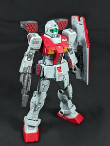 1円スタート 完成品 塗装改修済 バンダイ HG 1/144 ジム （ミサイルポッド装備） 機動戦士ガンダム MSD 水転写デカール使用 ガンプラ