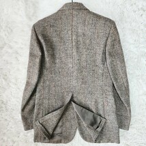 美品 L～XL相当 ハリスツイード【奇跡のコラボ】HarrisTweed×HUGHES & HATCHER テーラード ジャケット ヘリンボーン ミックス 胡桃釦 864 _画像7