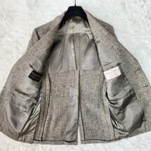 美品 L～XL相当 ハリスツイード【奇跡のコラボ】HarrisTweed×HUGHES & HATCHER テーラード ジャケット ヘリンボーン ミックス 胡桃釦 864 _画像6