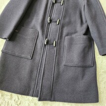 希少 美品 Lサイズ Papas【小粋なオシャレ】パパス フード付 ダッフルコート フーデット ウールコート ロング 裏地チェック 刺繍ロゴ 920_画像4