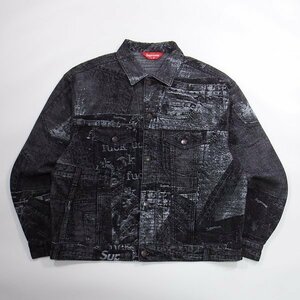 極美品 Supreme Archive Denim Jacquard Trucker Jacket Black M シュプリーム ジャガード トラッカー デニムジャケット ブラック