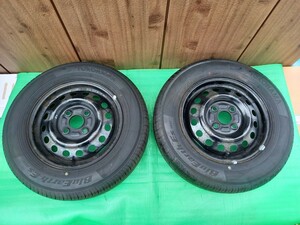 ②13インチ スチールホイール 13×4.00B(4J) PCD100 4穴 ハブ径54㎜ ヨコハマ ES32 タイヤ付 145/80R13(2022年製) 2本 ワゴンR MH23S