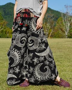 * ethnic wide pants Monotone naga group cloth including carriage * new goods unused A*.. feeling less cotton material peace pattern unisex 