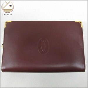 ★着物10★ 1円 Cartier カルティエ マストライン レザー クラッチバッグ ボルドー系 レディース ブランド品 [同梱可] ☆☆☆☆☆