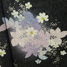 ★着物10★ 1円 逸品!! 絹 振袖 未仕立て品 丹後ちりめん 銀通し 草花 花々 身丈167cm [同梱可] ☆☆☆☆☆☆_画像4