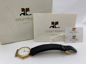 ☆1000円セール☆ courreges クレージュ　paris パリス　腕時計　WATER RESISTANT　8212　白文字盤　ベルト破損　◆21483