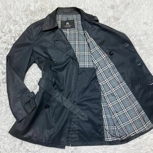 バーバリーブラックレーベル【圧倒的高級感！！】BURBERRY BLACK LABEL トレンチコート Mサイズ ブラック 黒 ベルト付き ノバチェック