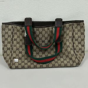 1円～GUCCI グッチ 145758 シェリーライン GGキャンバス ハンドバッグ ショルダーバッグ トート レディース ベージュ系