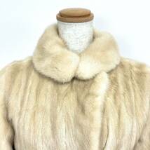 【貂商】h1240 SIBERIAN FUR STORE ミンク ハーフコート パステル ライトブラウン セミロング ミンクコート 貂皮 mink身丈 約100cm_画像5