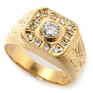 K18PG ピンクゴールド リング・指輪 ダイヤモンド0.47ct 20号 10.8g メンズ 中古 美品