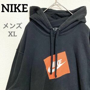 NIKE　ナイキ　プルオーバー　スウェット　パーカー　センタープリント　黒　XL