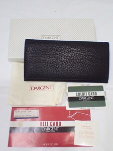 k4195 / DARGENT ダルジャン 長財布 お札入れ カード入れ ブラック 黒 袋 タグ カード 箱付 現状品