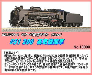 TNB2016-8（N) D51 200 蒸気機関車　（Kato)
