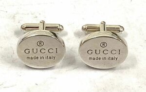 GUCCI グッチ カフス シルバー ロゴ カフスボタン SV９２５ カフリンクス サークル 銀製品 保存袋 箱付 fah 11A461