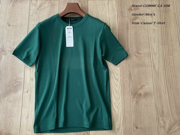 新品 COMME CA ISM コムサイズム メンズ 【接触冷感】ベーシック クルーネック Tシャツ Mサイズ グリーン