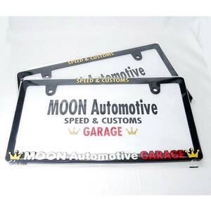 [ anonymity delivery ] regular goods Raised MOON Garage Logo skinny license frame 2 pieces set MG063BKMG moon I z number frame 